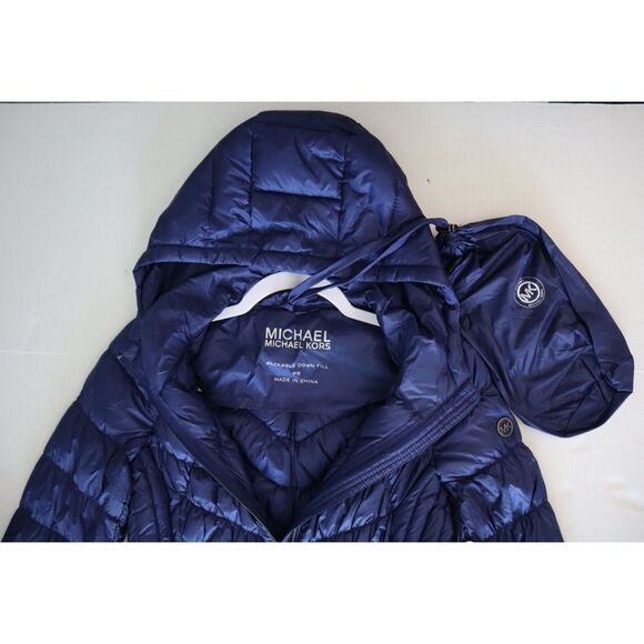 Michael Kors Women's Petite Sz S Blue Packable Down Puffer Coat Jacket - Picture 9 of 12